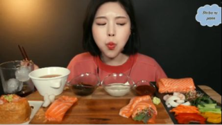 Cá hồi sống và các loại rau củ phần 4 #mukbang