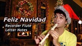 FELIZ NAVIDAD - Recorder Flute Easy Letter Notes / Flute Chords | Christmas Song