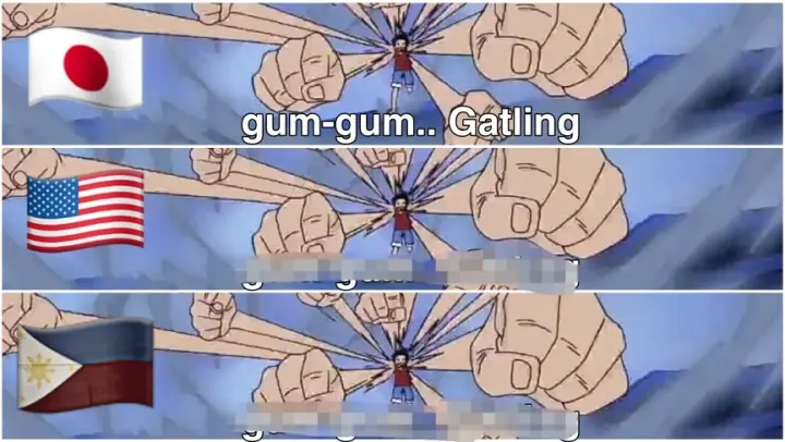 Gomu-gomu gatling in 3 languages