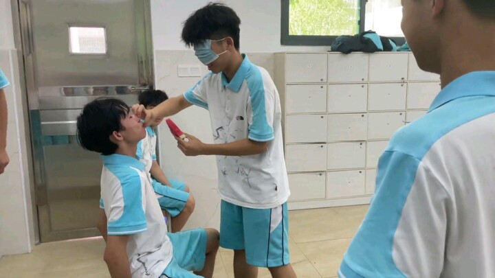 In the classroom, during the blindfolded watermelon-eating game, why do you keep picking on just one