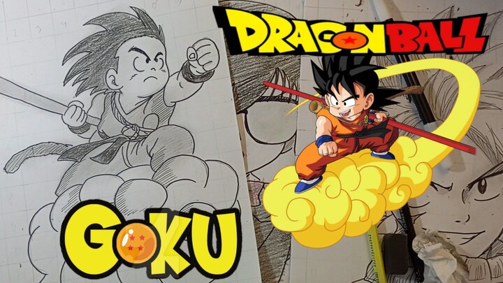 menggambar anime dragonball son goku kecil mencari 7 bola naga