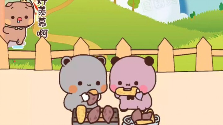 Bubu is so envious when he sees other bears roasting sweet potatoes