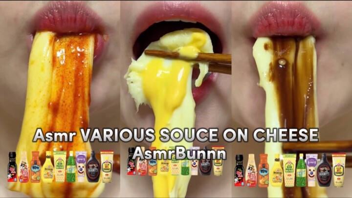 Asmr VARIOUS SAUCES ON CHEESE 🧀 many cheese 🤩- AsmrBunnn