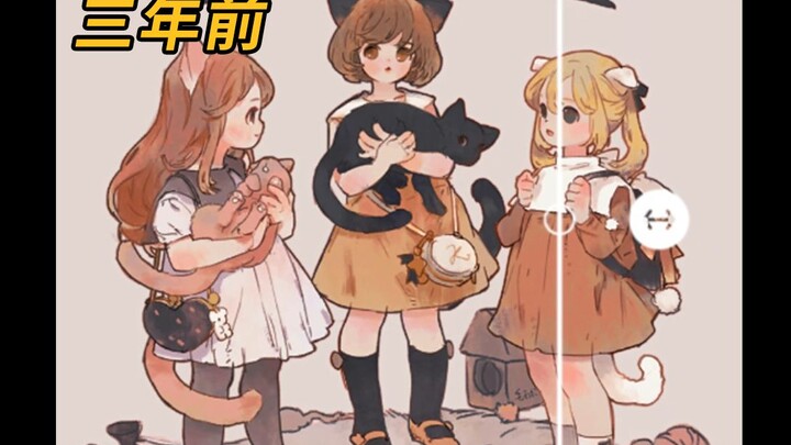 لوحة واحدة قبل ثلاث سنوات وبعدها بثلاث سنوات