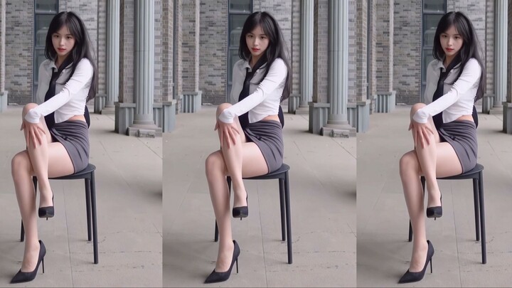 Zhou Ye, short skirt, AI face swap