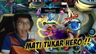 CHALLENGE GUNA 5 HERO DALAM 1 GAME !! KALAU MATI WAJIB TUKAR HERO !! MLBB SAVAGE