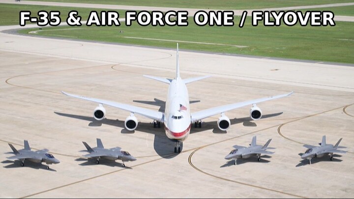 Four F-35s Take Off to Escort VC-25B (Air Force One) | Freedom 250