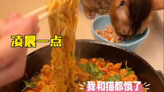 凌晨一点，我和猫都饿了！