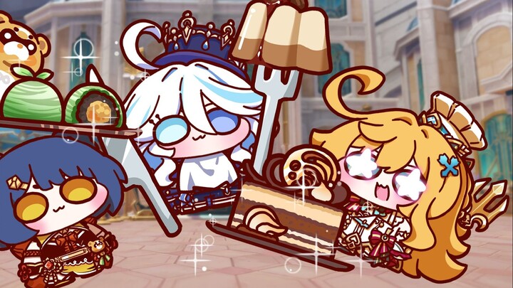 Aikefei and Xiangling compete to feed Fufu! They accidentally knock over the food and start a cookin