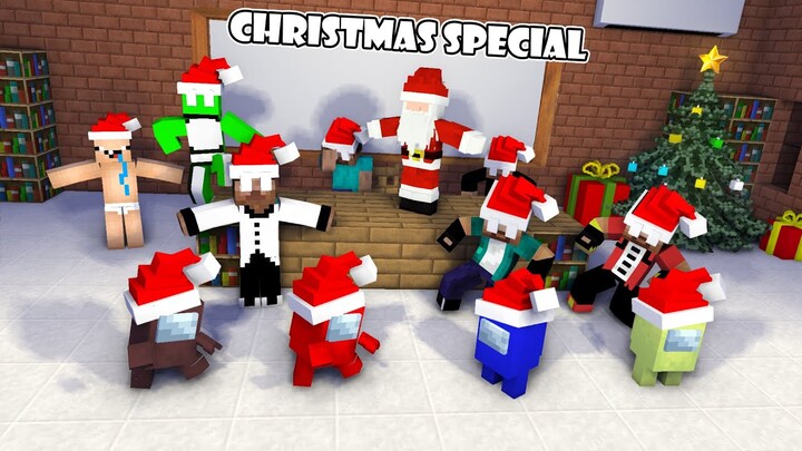 Monster School : CHRISTMAS WITH AMONG US, HEROBRINE BROTHERS AND MORE - Minecraft Animation