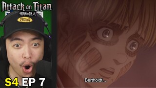 ARMIN'S COLOSSAL TITAN!! || EREN VS REINER?! || Attack on Titan S4 Episode 7 Reaction