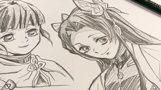 Speed Drawing with Pencil: Shinobu Kochou & Kanao