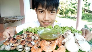 อดข้าว24ชั่วโมงกิน หอย หมึก กุ้ง นํ้าจิ้มซีฟู้ดรสแซ่บ !!