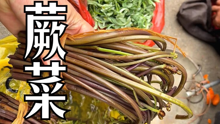 ผักกูดที่พี่สาวขายในตลาดนัดช่างอวบอ้วน นุ่มลื่น และอร่อยสุดๆเลย