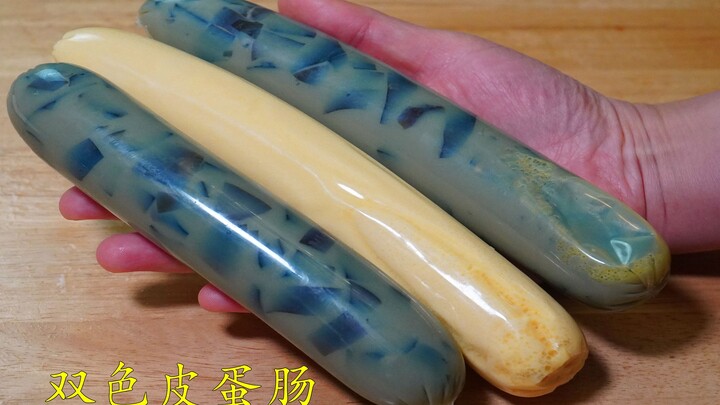 Turn leftover preserved eggs into colorful two-tone preserved egg sausage—beautiful and delicious!