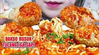 ASMR BAKSO RUSUK TULANG IGA SAPI KUAH TOMYAM PEDAS | ULUL ASMR MUKBANG INDONESIA