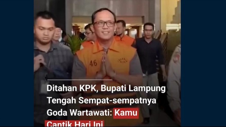 Bupati Lampung Tengah, Ardito Wijaya, tampak santai meski baru saja ditetapkan sebagai tersangka ole
