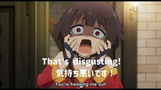 Konosuba Anime vs Voice Actress, Takahashi Rie (Megumin) says "That's disgusting" in Konofan Live