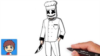 Cara Menggambar Chef Marshmello