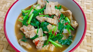 อ่อมหมูสามชั้นผักกวางตุ้ง เมนูกับข้าวบ้านๆนัวๆ  สไตล์| ครัวบ้านๆ Channel