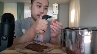 ASMR Torch Roasted Marshmallows & Melted Chocolate + Plate Licking (Eating  Sounds)