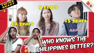 TWINS REACT - Jessica Lee Koreans' Who Knows the Philippines Better Challenge! 🇰🇷🇵🇭 part 1 Reaction