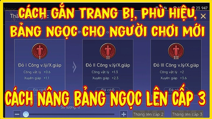 Hướng Dẫn Cách Gắn Bảng Ngọc, Trang Bị, Phù Hiệu Chuẩn Cho Người Chơi Mới và Nâng Cấp Ngọc Lên Cấp 3