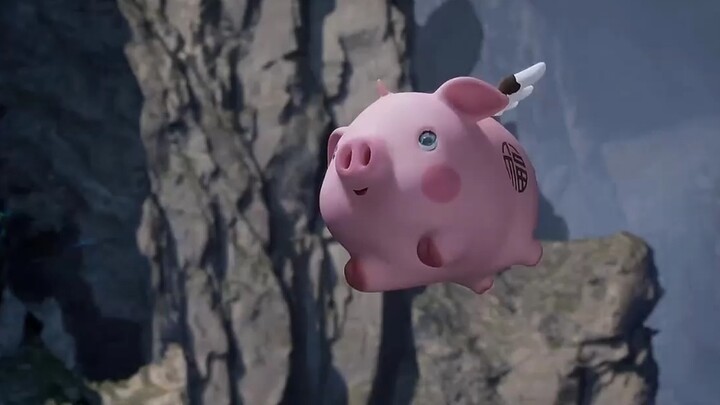 มีลูกงูอยู่ข้างหน้าและมีหมูบินตัวน้อยอยู่ข้างหลัง