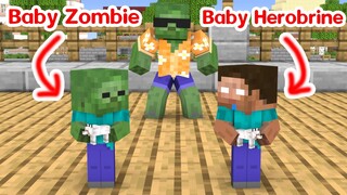 Monster School : Baby Herobrine and Baby Zombie - Minecraft Animation