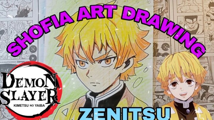 drawing zenitsu dari anime demon slayer
