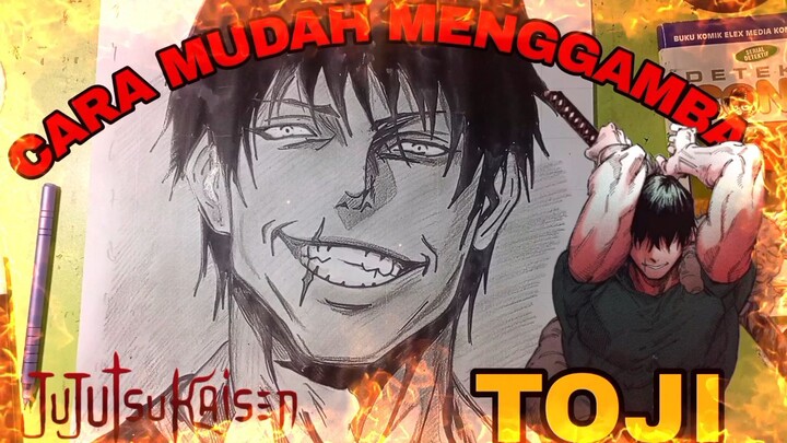 cara mudah menggambar anime jujutsu kaisen, toji