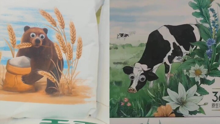 Man sticks “eyes” on supermarket products, making the packaging super cute; netizens: It’s a hidden 