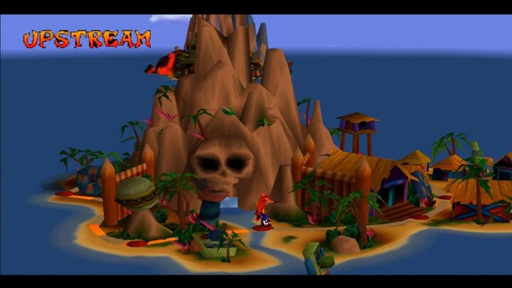 Crash Bandicot 1 - #5 Upstream Walkthrough Guide (No Damage + Gems)  [PS1]