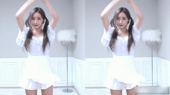 Cute and innocent twin-tailed girl, playful home dance—did it make your heart flutter?