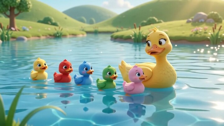 Five ducks swimming in river / Nursery Rhymes