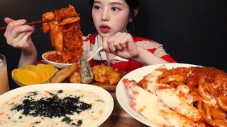 SUB) !🔥 Tteokbokki & porridge Mukbang Asmr