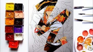 Melukis Rengoku Kyojuro Dari Anime Demon Slayer | menggambar demon slayer