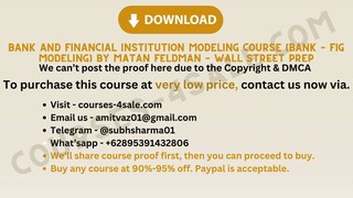 [Course-4sale.com] -  Bank and Financial Institution Modeling Course (Bank – FIG Modeling) By Matan