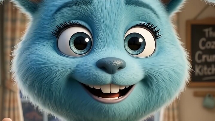 Teal Blue Bunny Character Taking Sips of Coffee - Final