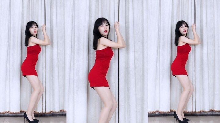 Apink – NoNoNo: Red Dress & Black Stilettos in Vertical Format