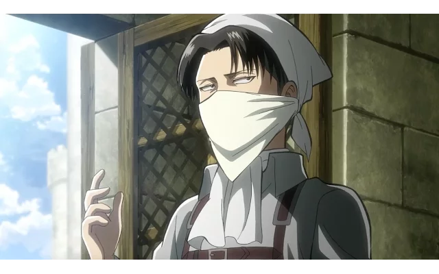 ผ่าพิภพไททัน ตอน รีไวล์ใส่ชุดทำความสะอาด attack on titan