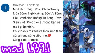 MOD TỔNG HỢP 4 SKIN : RAZ SIÊU VIỆT - TRIỆU VÂN BĂNG - KHỈ BĂNG - VALHEN BĂNG full hiệu ứng âm thanh