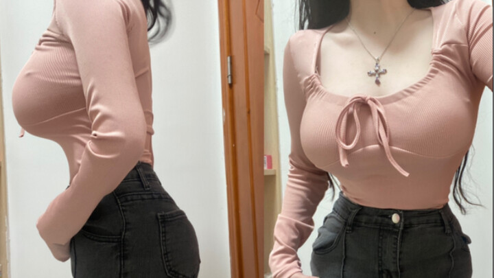 [تنسيق ملابس للصدر الكبير] 160 سم | 85E: مشاركة بلوزة أساسية يومية لقضاء رأس السنة في المنزل