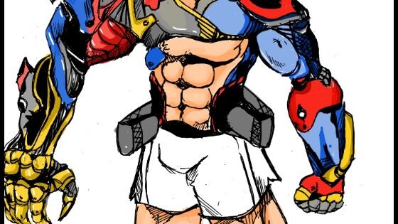 speed drawing my O.C  Rin  (half mecha version)