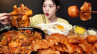 SUB)알싸한 마라샹궈에 간장계란밥 꿀조합 먹방! 바삭쫀득 꿔바로우 꽃빵튀김까지 디저트 리얼사운드 Mala Xiang Guo & Guobaorou Mukbang Asmr