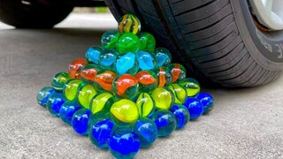 EKSPERIMEN : MOBIL vs BIG JUMBO MARBLES ASMR PYRAMID | Crushing Crunchy & Soft Things by Car!