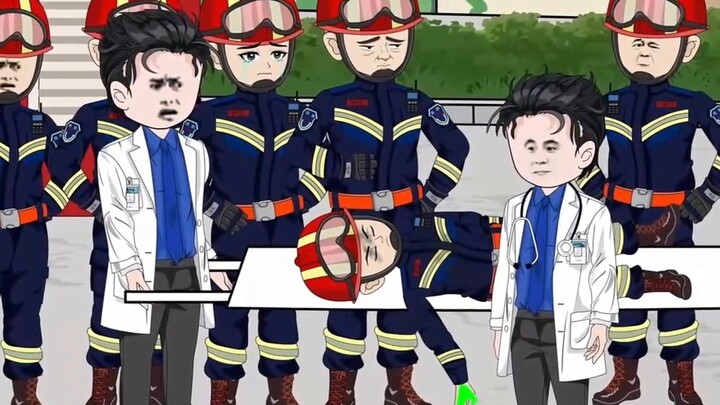 In episode 13, he was a firefighter, but he actually grabbed a child and threw him off the roof!