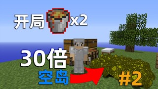 Minecraft: Survival on a 30x Sky Island Starting with Just 2 Buckets of Lava, Episode 2: We've Got W