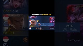 ☠️ 16K MATCHES CHOU PRANK… their reaction 🤣 #chou #choou #fyp #shorts #mobilelegends #mlbb