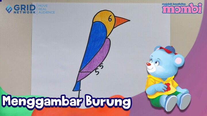 Cara Menggambar dan Mewarnai Burung dari Angka 1-7 - Menggambar Bersama Mombi